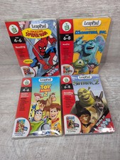 LeapPad games /Book Disney Toy Story 2 Shrek 2 Monsters Inc Spiderman 4/6 Year