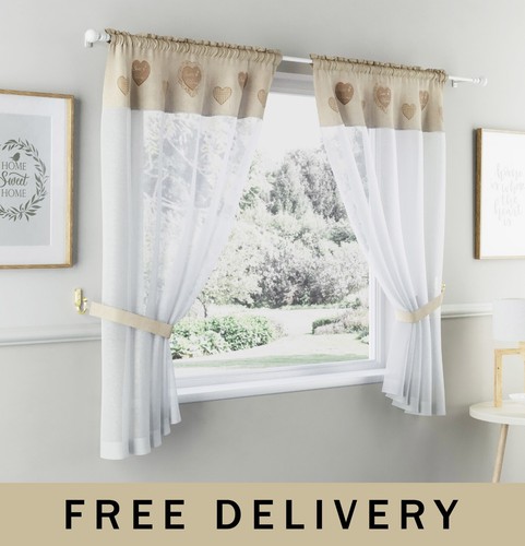 Natural linen kitchen curtain - natural,