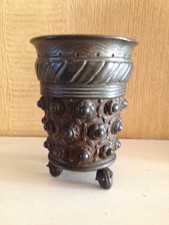 Antique "Orovit" Pewter Vessel/Vase on Acorn Feet