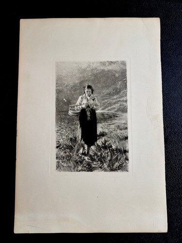 Vtg hans dahl antique - dahl, etching