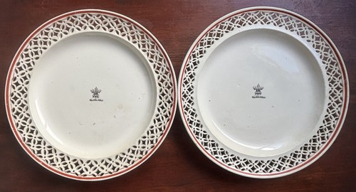 Pair leeds pottery pierced - pair,