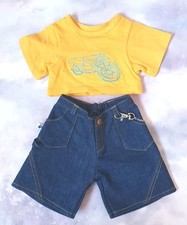 Build A Bear, Vintage Bear Factory, Yellow Biker Top & Blue Jeans. B 51