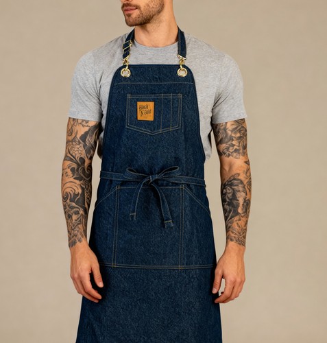 Tattoo artist apron denim - apron,