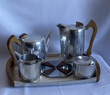 Picquot Ware Tea & Coffee Set With Original Formica Tray Vintage 1950/60’s