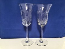 1950s Etched Champagne Flutes