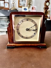1920 Elliott London Art Deco Mantel or Desktop Walnut Clock Serviced Working