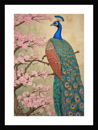 Serene peacock art print - peacock,