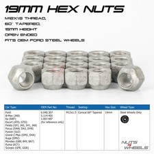4 x Open Wheel Nuts Fits Ford