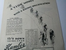 1929 " Humber Cycles "