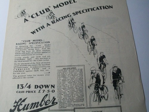 1929 humber cycles - ",