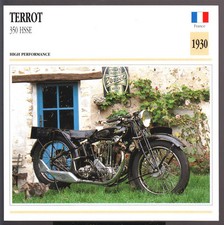 1930 Terrot 350cc HSSE (346cc) France Motorcycle Photo Spec Sheet Info Stat Card
