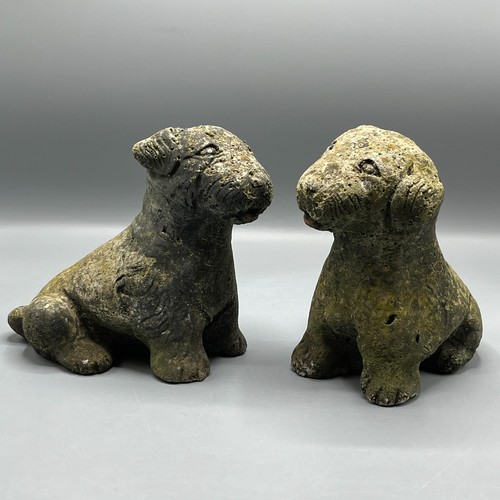 Pair stone garden dogs puppies - pair,