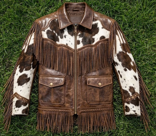 Men western leather - leather, fringe