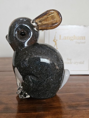 Langham art glass grey rabbit - langham,