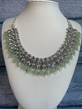 Green silver necklace - &,