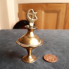 Vintage Brass Arabic Kohl Eyeliner/Perfume Bottle, Pierced Engraved Dipper