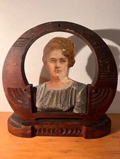 Antique Mexican PHOTO FOTOESCULTURA WOOD CARVING HAND PAINTED FOLK ART 30's #4