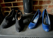 LOVE YOUR SHOES Black Suede SHERBERT Blue Stilletto Blue Patent Heels 5 38 vgc