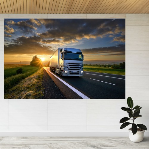 Road truck driving - road, sunset
