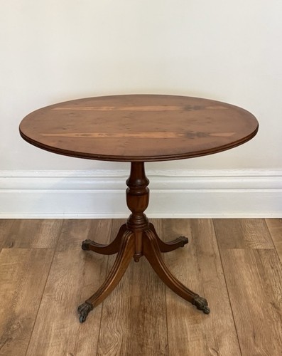 Vintage oval yew wood - oval, pedestal