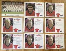 24 Unsigned Plain backs  postcard size of Lancashire players 1996