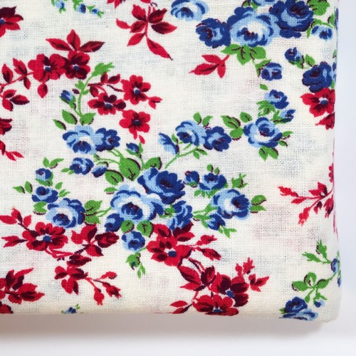 Vintage feedsack fabric blue - fabric,