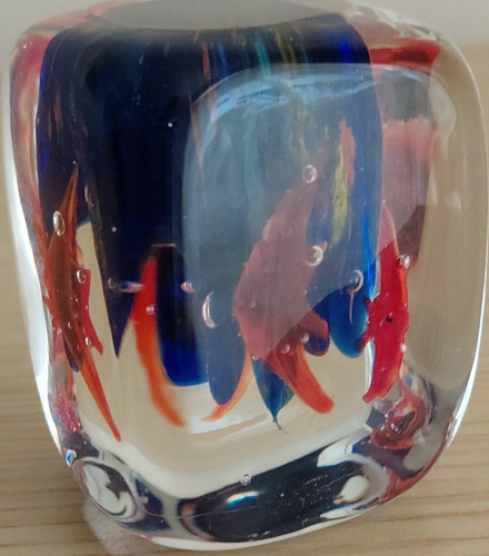 Square glass paper weight with - square,