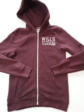 Jack Wills Hoodie Mens M Deep Red Burgandy No.8  Hooded sweatshirt Full Zip