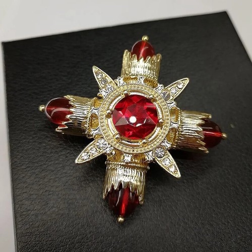 Rhinestone cross brooch pin - rhinestone,