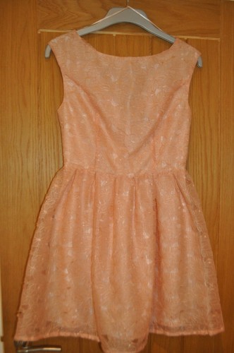 Peach prom floral embroidery - floral,