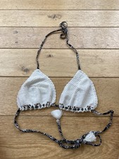 H & m White Crochet Style Halter Neck Bikini Top Size 10