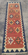 Vintage Traditional Turkish Delight colors Wool Kilim Rug Carpet Runner 202x62cm