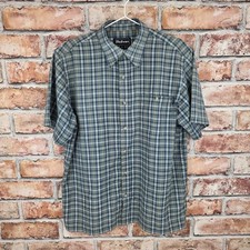 Rohan Shanks Short Sleeve Shirt Size M Coolmax Pocket Blue Grey Green Check