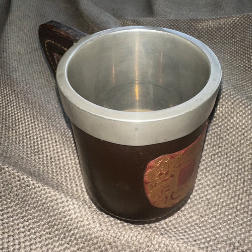 Leather tankard beer mug with - leather,
