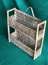 Vintage Bamboo Wicker Rattan 2-Tier Spice Storage Shelf Rack Natural Wood  BOX