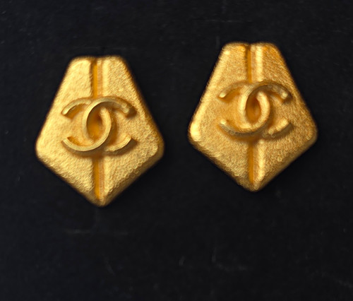 Chanel brushed gold tone stud - chanel,