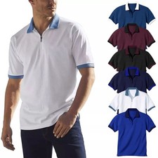 New Mens Polo Shirt T-Shirt Top Short Sleeve Contrast Colours S M L XL PL05