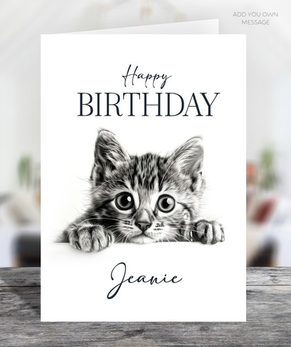 Personalised cute grey kitten - personalised,