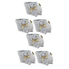 Grey Dog Plant Pot Ornament Polka Dot Resin Planter Gift for Dog Lovers
