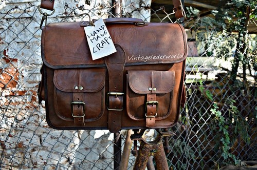 Leather laptop bag briefcase - laptop,