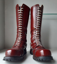 UK9 Underground ‘Gripper’ 20 hole Cherry Red leather Steel toe Ranger boots Skin