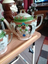 Genuine Samurai China Hand painted Teapot Milk Jug & Sugar Bowl.