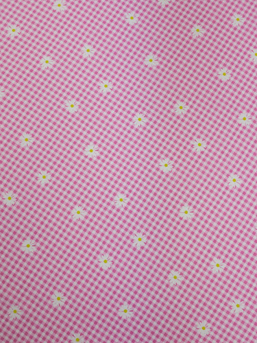Pink daisy gingham lightweight - daisy,