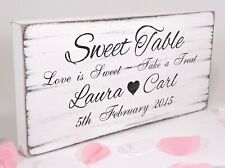 Personalised Sweet Table Wedding Sign Vintage White Free Standing Shabby & Chic
