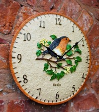 Garden Wall Clock  Outdoor Indoor 12 inch Bird Robin Design DS9086ROB - ELM 2nd