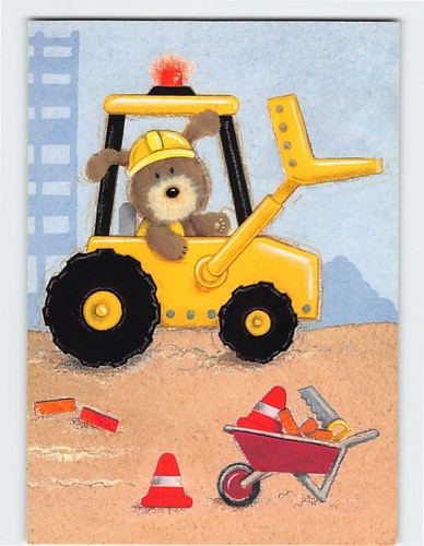 Postcard dog digging art print - digging,