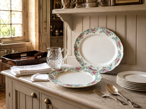 Antique set oval serving - antique, of