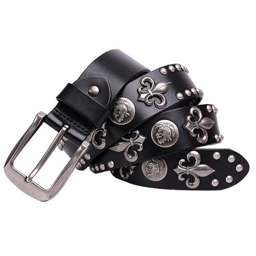 Genuine leather punk studded - leather,