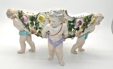 Large 12" Antique Sitzendorf Putti Cherub Centerpiece German Porcelain Bowl