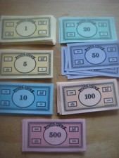Monopoly - 80 Spare Modern Plain Back Notes Bank Notes Money - Small - 9cms
